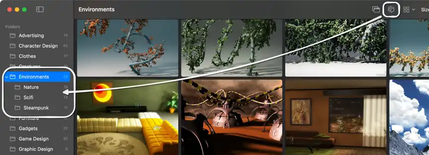 Zenspire 'Show Items in Subfolders' setting